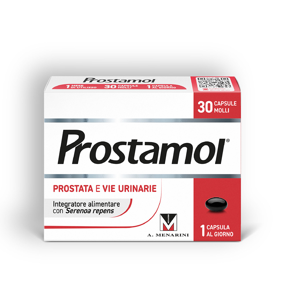 Prostamol 30 Capsule Molli - Integratore Alimentare a base di Serenoa repens (320 mg) per favorire la Funzionalità della Prostata e delle Vie Urinarie. Senza Glutine.
